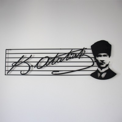 Atatürk İmzası ve Portresi Duvar Oda Ev Aksesuarı Metal Tablo