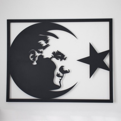 Ay Yıldız Atatürk Portresi Duvar Oda Ev Aksesuarı Metal Tablo