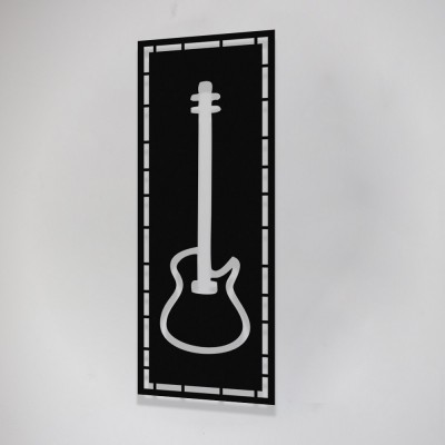 Çerçeve İçinde Gitar Tasarım Metal Tablosu 70x25cm