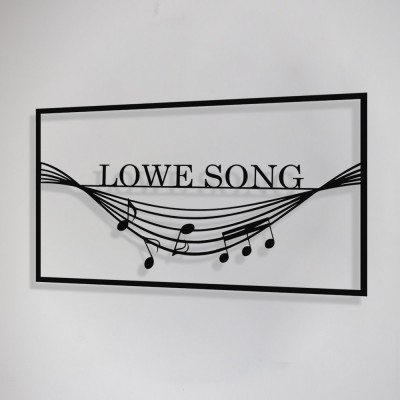 Çerçeve İçinde Lowe Song ve Sarkan Notalar Tasarım Metal Tablosu 70x40cm