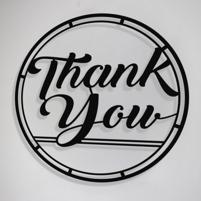 Çerçeve İçinde Thank You Yazısı Tasarım Metal Tablosu 50x50cm