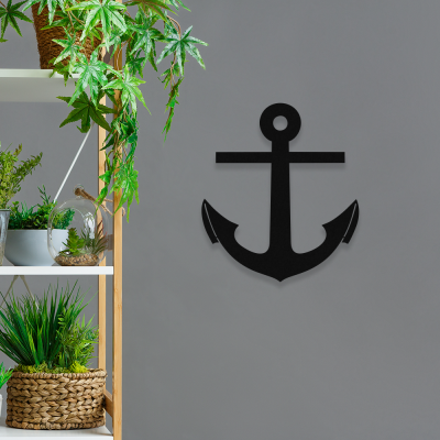 Deniz Çapası Denizci Simgesi Metal Dekoratif İç Mekan İçin Metal Tablo 50x44 Cm