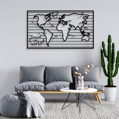 Dünya Haritası Travel The World Duvar Oda Ev Aksesuarı Metal Tablo 