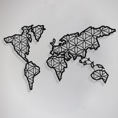 Dünya Haritası Yaşam Çiçeği Duvar Oda Ev Aksesuarı Metal Tablo 