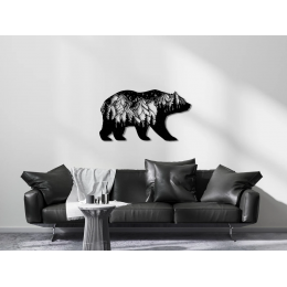 Dağ Detaylı Vahşi Ayı Duvar Oda Ev Aksesuarı Metal Tablo 