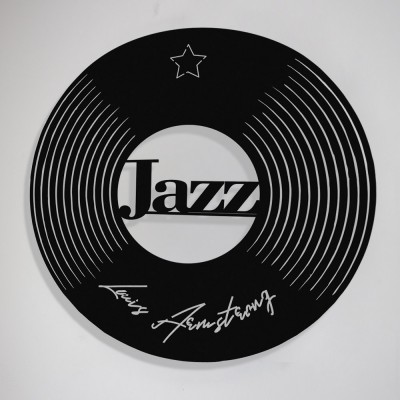 Jazz Müziğin Kıralı Louis Armstrong Tasarım Metal Tablosu 50x50cm