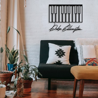 Jazz Müzik Piyano ve Duke Ellington Tasarım Metal Tablosu 