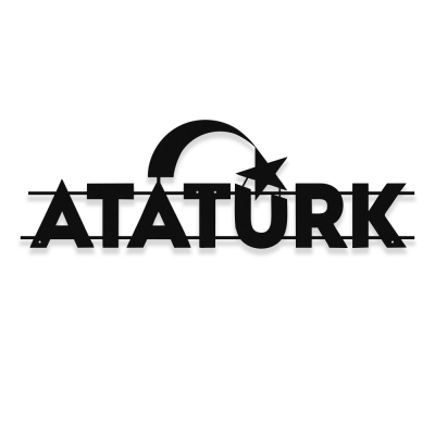Kemal Atatürk Ve Ayyıldız Yazısı Metal Dekoratif İç Mekan İçin Metal Tablo 50x16 Cm