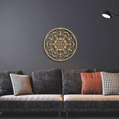 Mandala Duvar Oda Ev Aksesuarı Metal Tablo 50x50 cm