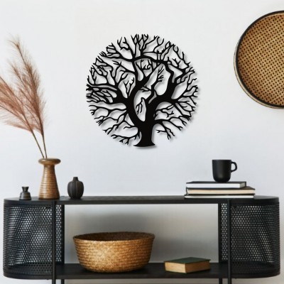 Yaşam Ağacı Duvar Oda Ev Aksesuarı Metal Tablo 50x50 cm