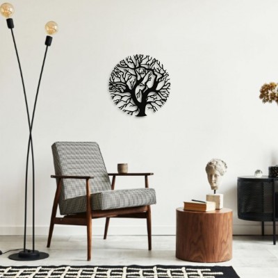 Yaşam Ağacı Duvar Oda Ev Aksesuarı Metal Tablo 50x50 cm