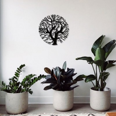 Yaşam Ağacı Duvar Oda Ev Aksesuarı Metal Tablo 50x50 cm