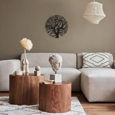 Yaşam Ağacı Duvar Oda Ev Aksesuarı Metal Tablo 50x50 cm