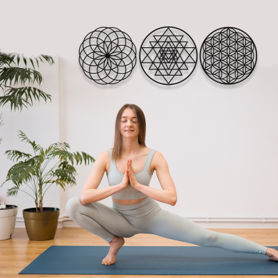 Yaşam Çiçeği Üçlü Dekor Set Dekoratif İç Mekan İçin Metal Tablo Yaşam Çiçeği Üçlü Dekor Set Dekoratif İç Mekan İçin Metal Tablo