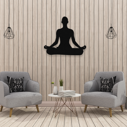 Yoga Yapan Kadın Figürü Duvar Oda Ev Aksesuarı Metal Dekoratif İç Mekan İçin Metal Tablo 50x50 Cm