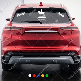 At Üstünde Atatürk ve Kişiye Özel 2 Adet Yazı Araç Stickerları