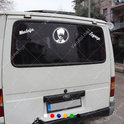 Atatürk Potresi ve Kişiye Özel 2 Adet Yazı Araç Stickerları