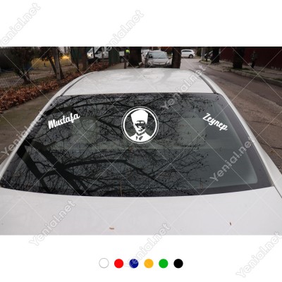 Atatürk Potresi ve Kişiye Özel 2 Adet Yazı Araç Stickerları