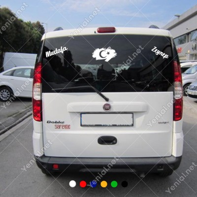 Efektli Türk Bayrağı ve Kişiye Özel 2 Adet İsim Stickerları