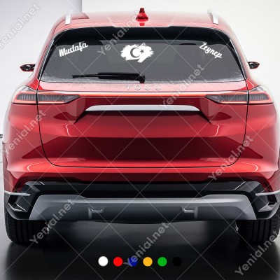 Efektli Türk Bayrağı ve Kişiye Özel 2 Adet İsim Stickerları