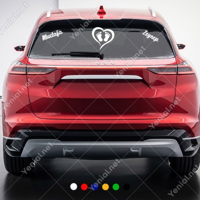 Kalp-Ayak İzleri ve Kişiye Özel 2 Adet İsim Sticker
