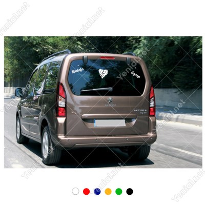 Kalp Türk Bayrağı ve Kişiye Özel 2 Adet İsim Stickerları