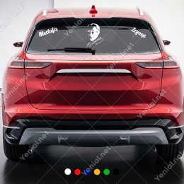 Kemal Atatürk İmzası ve Kişiye Özel 2 Adet Yazı Araç Stickerları