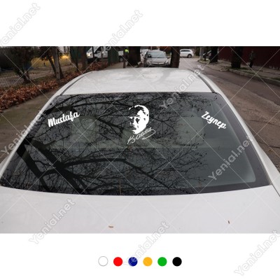 Kemal Atatürk İmzası ve Kişiye Özel 2 Adet Yazı Araç Stickerları