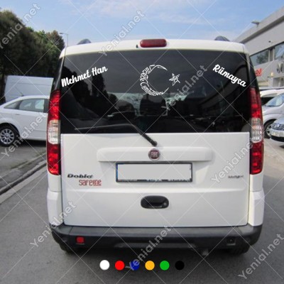 Türkiye Cumhurriyeti Atatürk ve Kişiye Özel 2 Adet Yazı Araç Stickerları