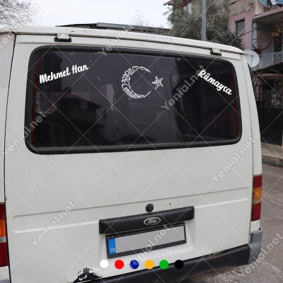 Türkiye Cumhurriyeti Atatürk ve Kişiye Özel 2 Adet Yazı Araç Stickerları