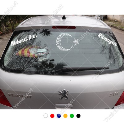 Türkiye Cumhurriyeti Atatürk ve Kişiye Özel 2 Adet Yazı Araç Stickerları