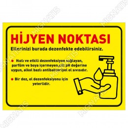 Hijyen Noktası Sarı Zeminli Yatay Afiş Sticker Yapıştırma