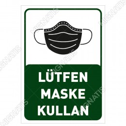 Lütfen Maske Kullan Yazısı Pankartı Tabelası Stickerı