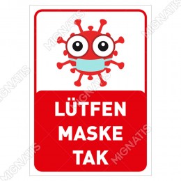 Lütfen Maske Tak Korana Simgeli Çocuklar İçin Sticker Afiş