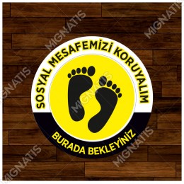 Lütfen Sağlığınız İçin Sosyal Mesafeyi Koruyalım Yazısı Sarı Ve Siyah Renk Sticker