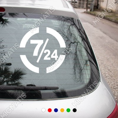 7-24 Açık Yazısı Sticker Yapıştırması