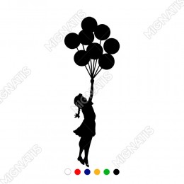 Balonları Tutan Çocuk Sticker Yapıştırması