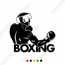 Boxing Yazısı ve Boks Yapan Adam Sticker Yapıştırma