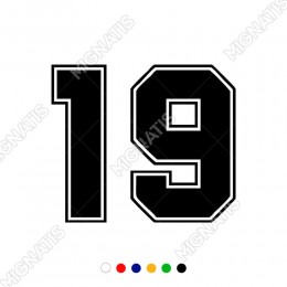 Dış Kontürlü 19 Numara Sayısı Sticker Yapıştırma
