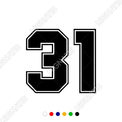 Dış Kontürlü 31 Numara Sayısı Sticker Yapıştırma