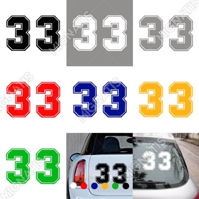 Dış Kontürlü 33 Numara Sayısı Sticker Yapıştırma