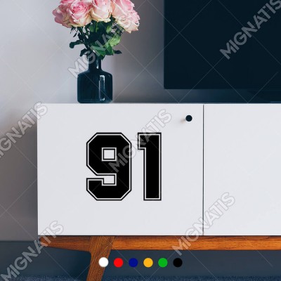 Dış Kontürlü 91 Numara Sayısı Sticker Yapıştırma