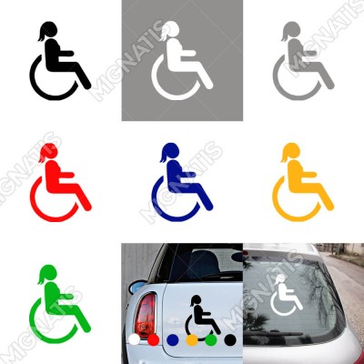 Engeli Arabası ve Engelli Kadın Araç İşareti Sticker
