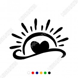 Kalp ve Güneş Sticker Yapıştırma Etiket