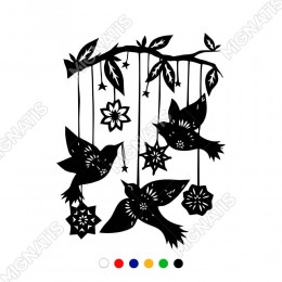 Kuşlar Cam Vitrin Süslemesi Sticker Yapıştırması