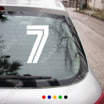 Ortasında Çizgi Olan 7 Numara Sayısı Etiket Sticker Yapıştırma