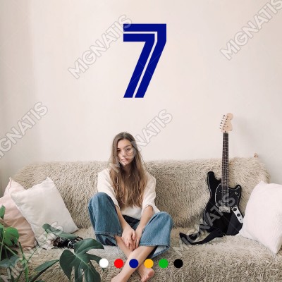 Ortasında Çizgi Olan 7 Numara Sayısı Etiket Sticker Yapıştırma