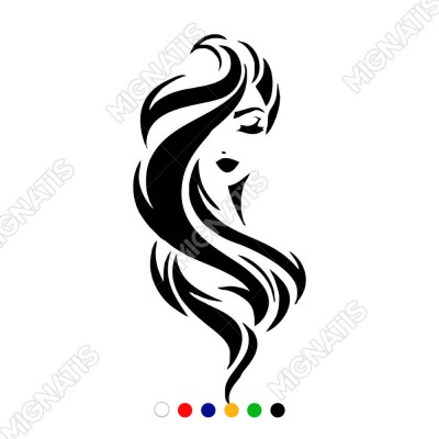 Uzun Saçlı Seksi Kadın Sticker Yapıştırma Etiket