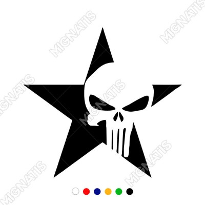 Yıldızın İçinde Punisher Ambilemi Olan Sticker