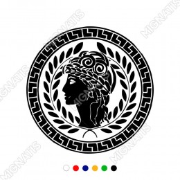 Yunan Arık Simgesi ve Taçlı Kadın Sticker Yapıştırma
